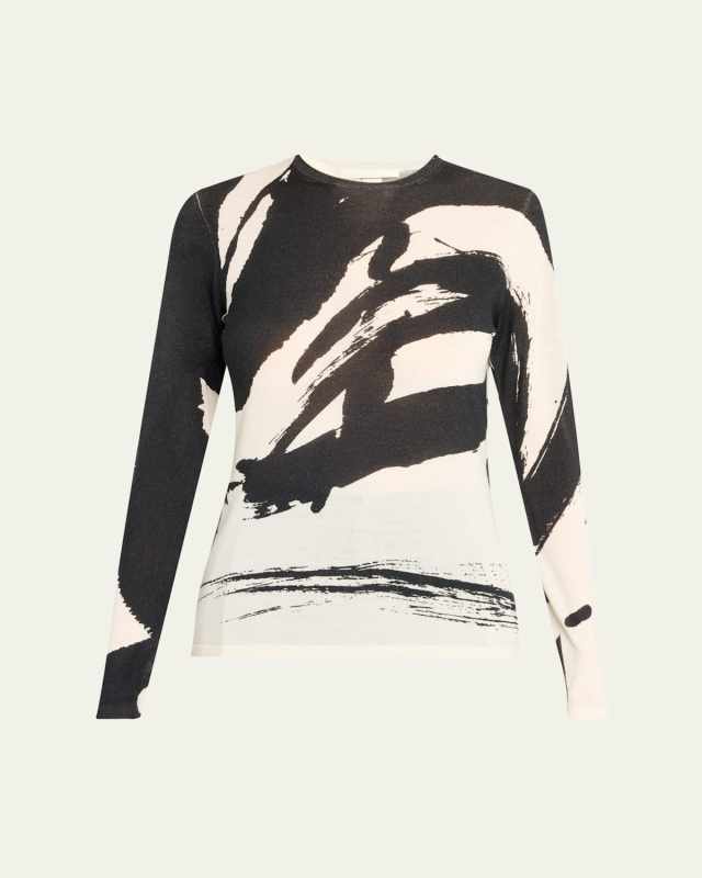 Abstract Long Sleeve Merino Wool Sweater
